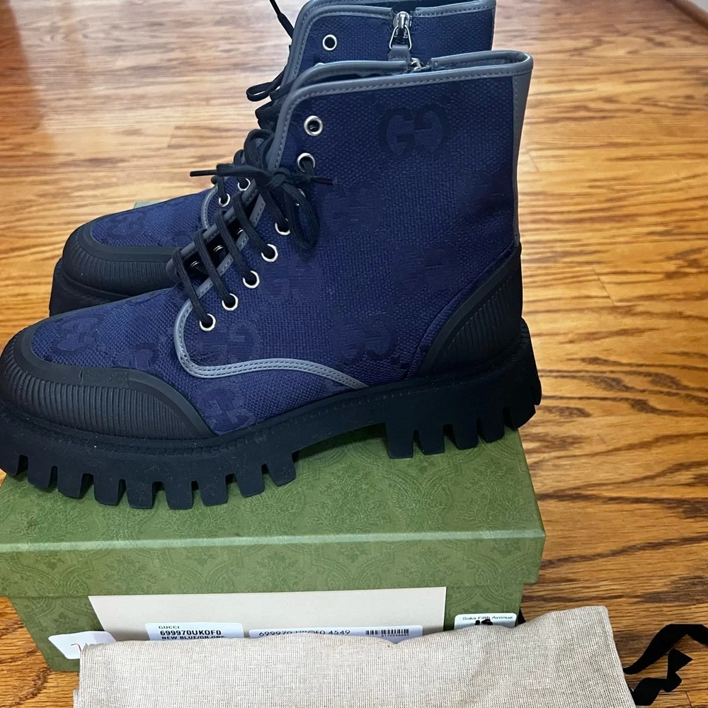 Gucci Maxi GG Lace Up Men Boots SIZE 9 - Picture 6 of 9